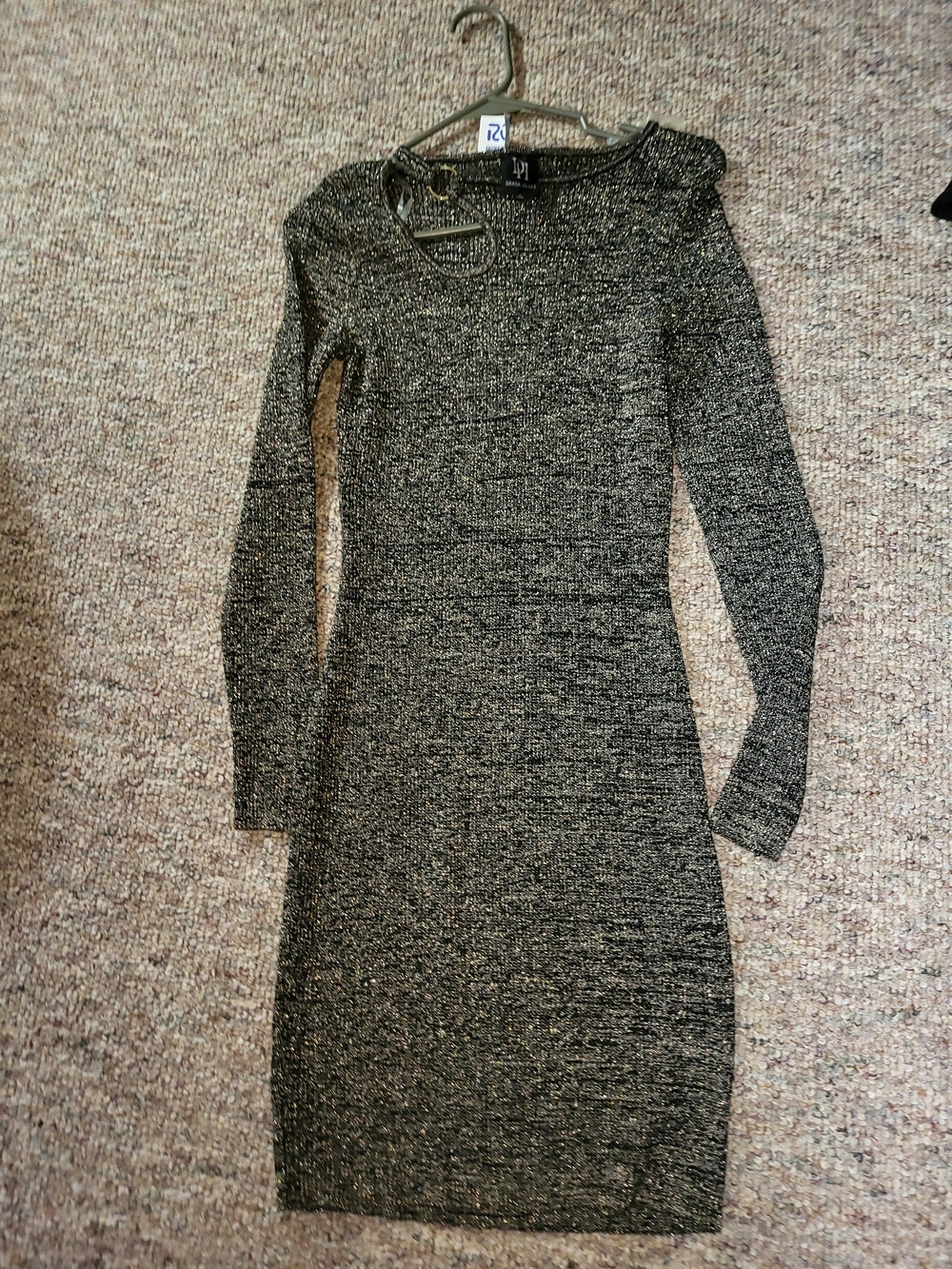 Derek Heart Black and Gold Metallic Knit Long Sleeve Dress
